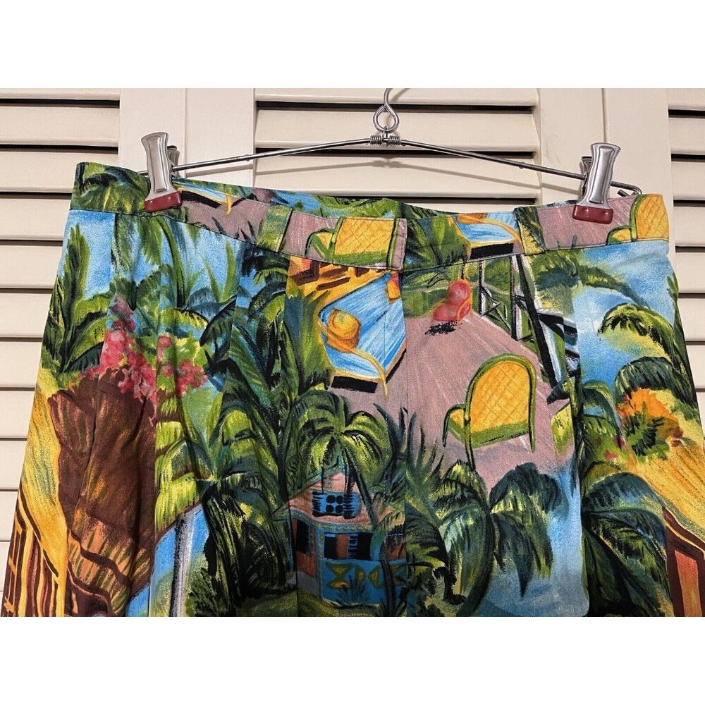 Vtg Sharon Young Tropical Hawaiian Tiki Print Straight Pencil Midi Skirt 14 - Picture 12 of 15